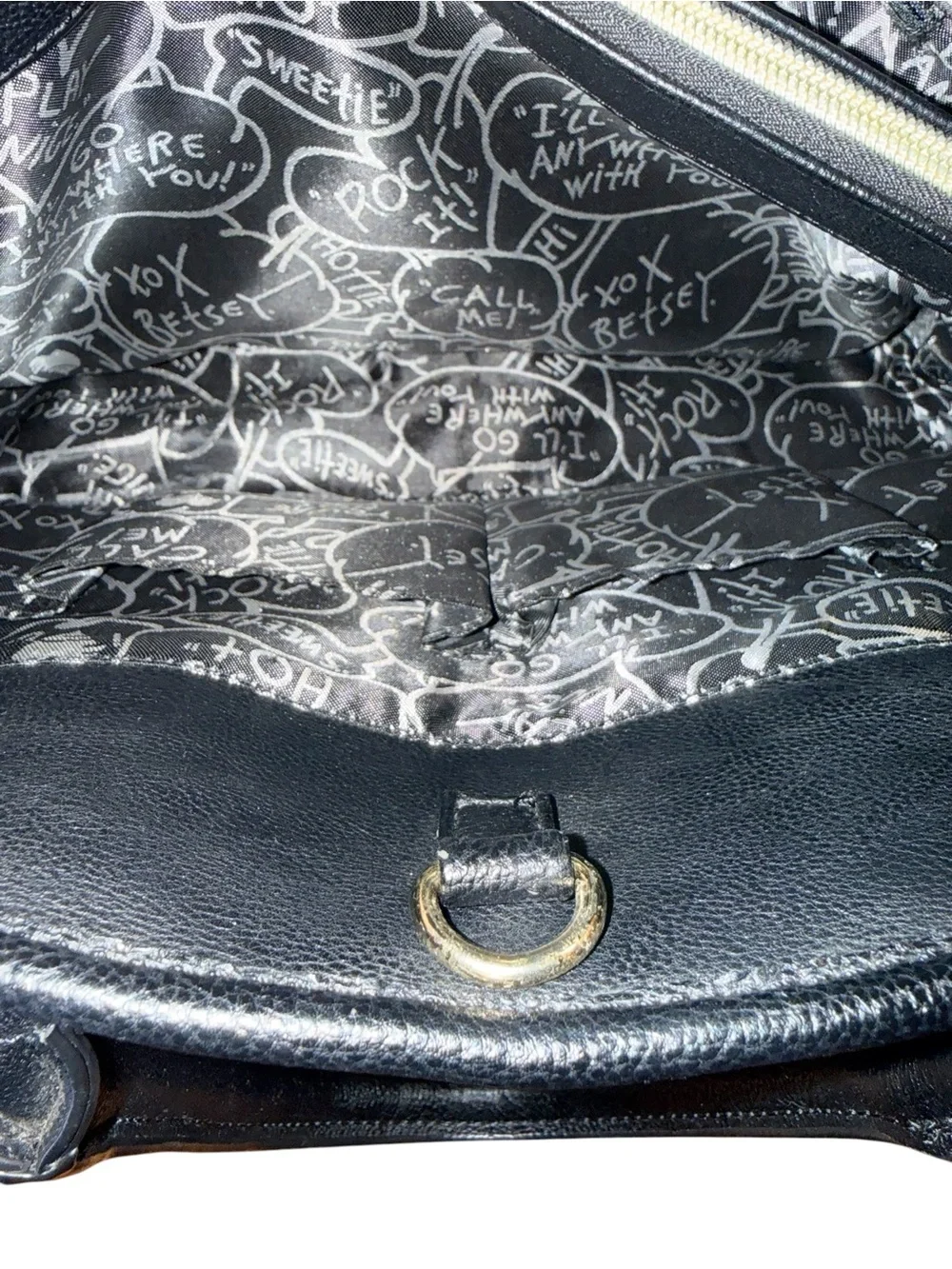 Betsey Johnson Black & Hot Pink Bow Accent Satchel Handbag